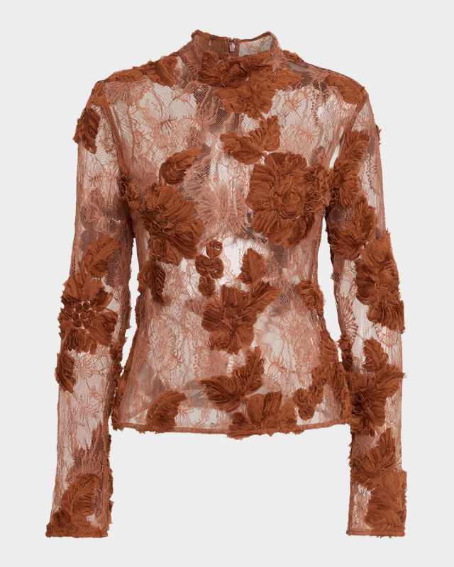 Freja Floral Lace Mock-Neck Top